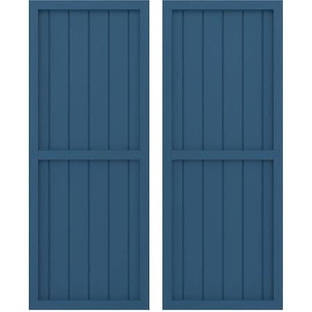 Ekena Millwork Americraft 6-Board Exterior Wood 2 Equal Panel Framed Board-n-Batten Shutters, ARW101BF621X42HBH, PR ARW101BF621X42HBH